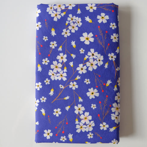 White Red Floral Royal Blue Cotton